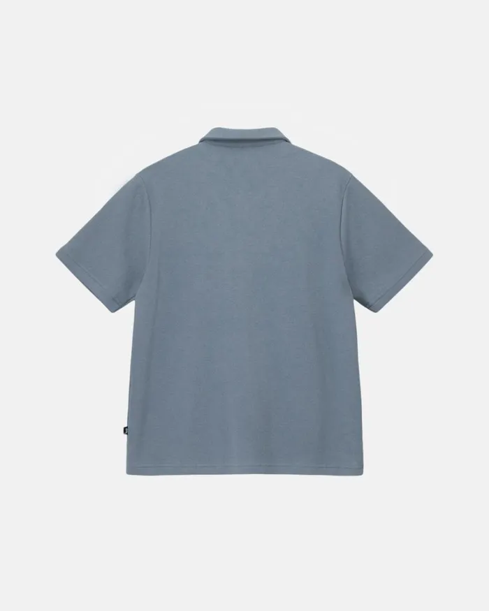 Tops and Shirts Men Stussy CREPE JERSEY SHIRT Slate Tops and Shirts Men Stussy CREPE JERSEY SHIRT Slate