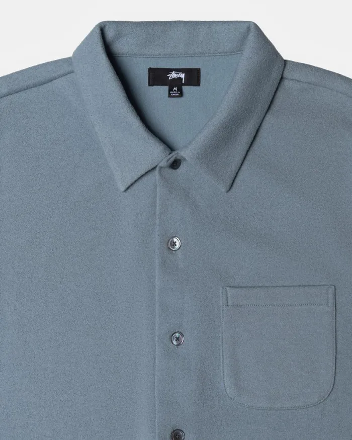 Tops and Shirts Men Stussy CREPE JERSEY SHIRT Slate Tops and Shirts Men Stussy CREPE JERSEY SHIRT Slate