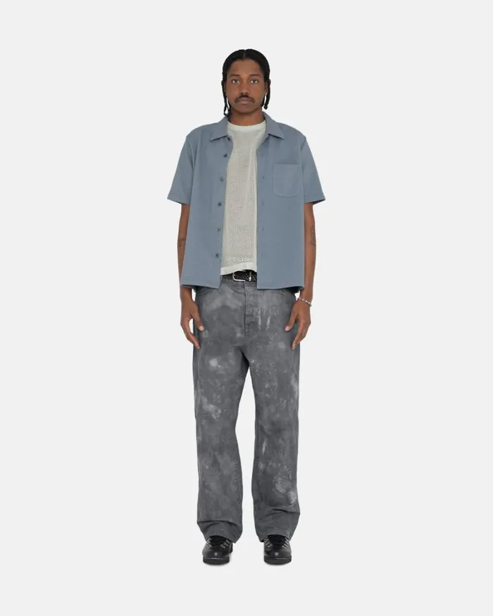 Tops and Shirts Men Stussy CREPE JERSEY SHIRT Slate Tops and Shirts Men Stussy CREPE JERSEY SHIRT Slate