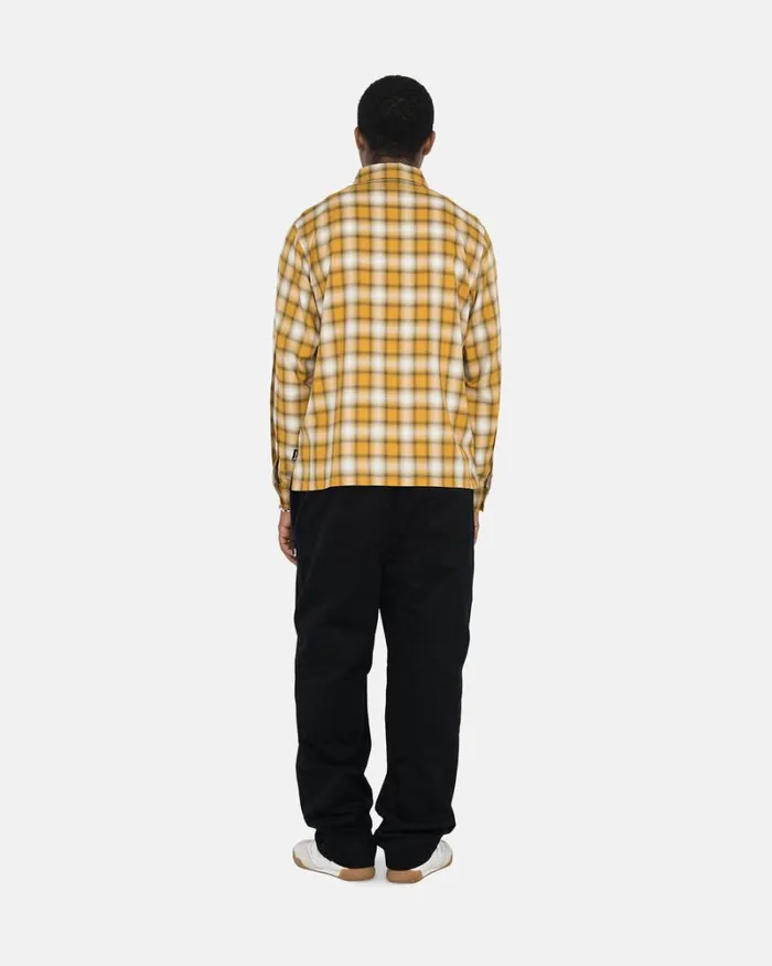 Tops and Shirts Men Stussy EDDIE PLAID ZIP SHIRT Mustard Tops and Shirts Men Stussy EDDIE PLAID ZIP SHIRT Mustard