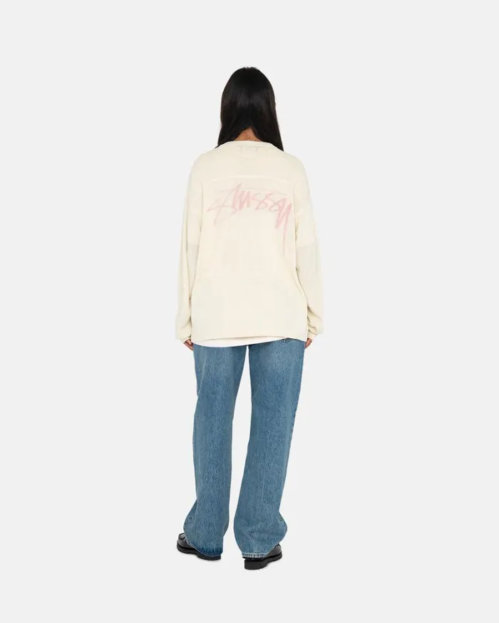 Tops and Shirts Men Stussy FOOTBALL SWEATER Bone Tops and Shirts Men Stussy FOOTBALL SWEATER Bone