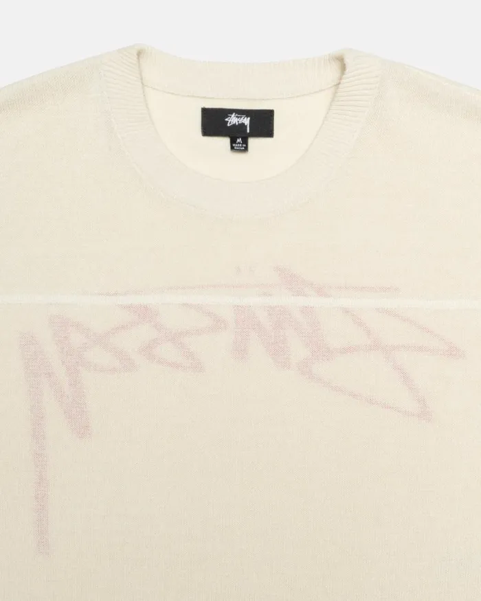 Tops and Shirts Men Stussy FOOTBALL SWEATER Bone Tops and Shirts Men Stussy FOOTBALL SWEATER Bone