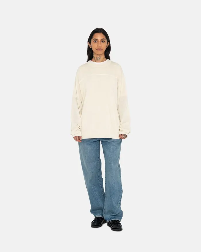 Tops and Shirts Men Stussy FOOTBALL SWEATER Bone Tops and Shirts Men Stussy FOOTBALL SWEATER Bone