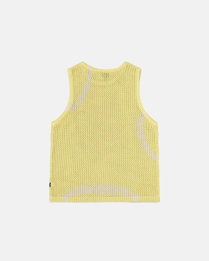 Tops and Shirts Men Stussy O039DYED HEAVYWEIGHT MESH TANK Tie Dye Yellow Tops and Shirts Men Stussy O039DYED HEAVYWEIGHT MESH TANK Tie Dye Yellow