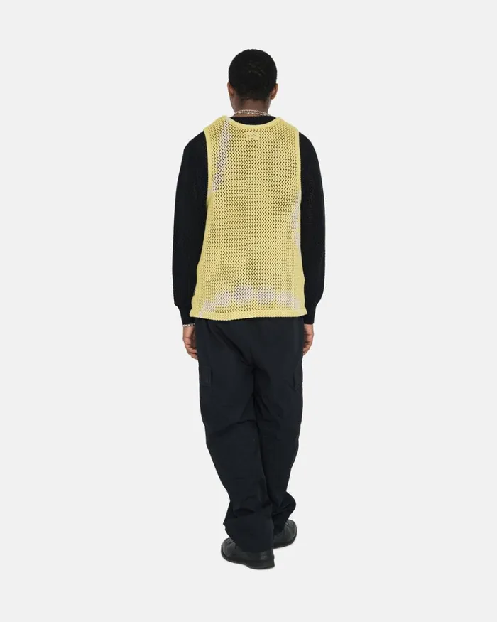 Tops and Shirts Men Stussy O039DYED HEAVYWEIGHT MESH TANK Tie Dye Yellow Tops and Shirts Men Stussy O039DYED HEAVYWEIGHT MESH TANK Tie Dye Yellow