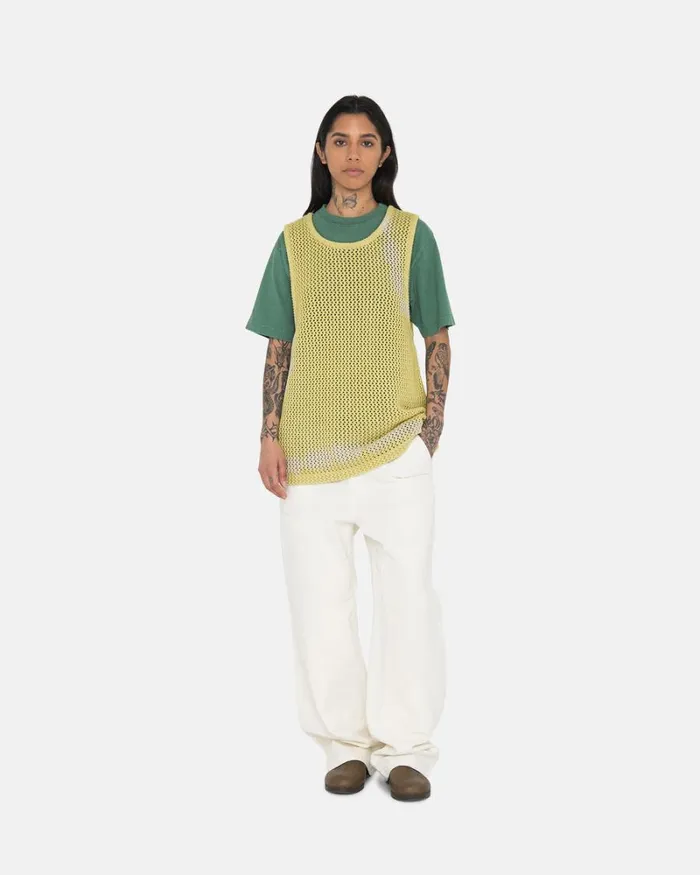 Tops and Shirts Men Stussy O039DYED HEAVYWEIGHT MESH TANK Tie Dye Yellow Tops and Shirts Men Stussy O039DYED HEAVYWEIGHT MESH TANK Tie Dye Yellow