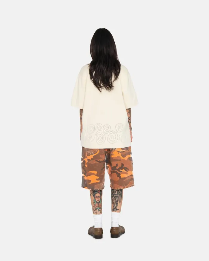Tops and Shirts Men Stussy PERFORATED SWIRL KNIT SHIRT Natural Tops and Shirts Men Stussy PERFORATED SWIRL KNIT SHIRT Natural