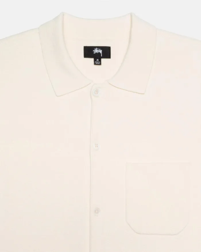 Tops and Shirts Men Stussy PERFORATED SWIRL KNIT SHIRT Natural Tops and Shirts Men Stussy PERFORATED SWIRL KNIT SHIRT Natural