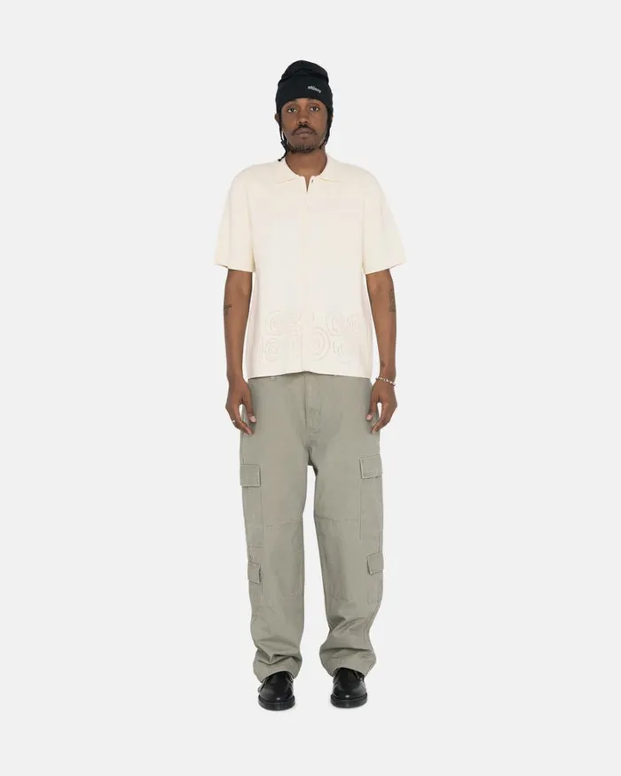 Tops and Shirts Men Stussy PERFORATED SWIRL KNIT SHIRT Natural Tops and Shirts Men Stussy PERFORATED SWIRL KNIT SHIRT Natural