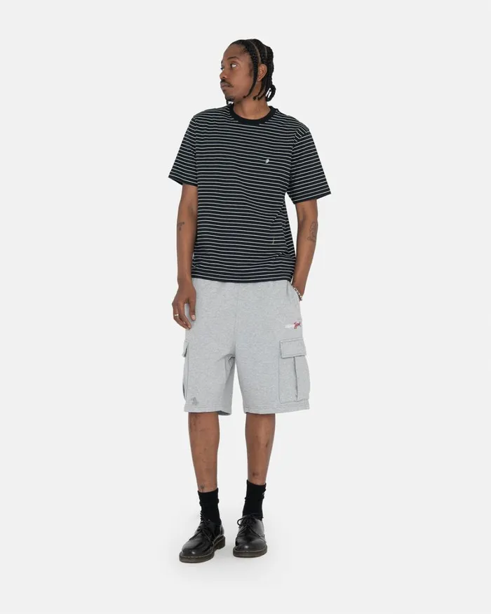 Tops and Shirts Men Stussy PIN STRIPED SS CREW Black Tops and Shirts Men Stussy PIN STRIPED SS CREW Black