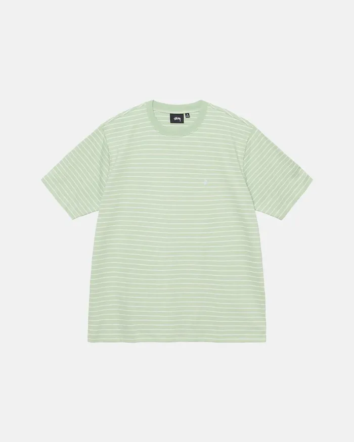 Tops and Shirts Men Stussy PIN STRIPED SS CREW Green