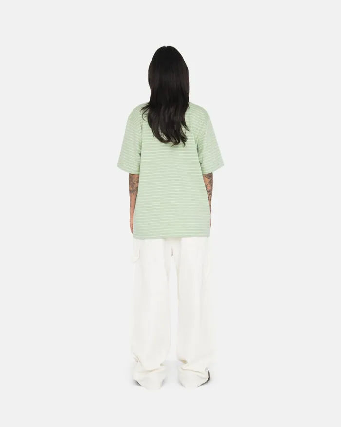 Tops and Shirts Men Stussy PIN STRIPED SS CREW Green Tops and Shirts Men Stussy PIN STRIPED SS CREW Green