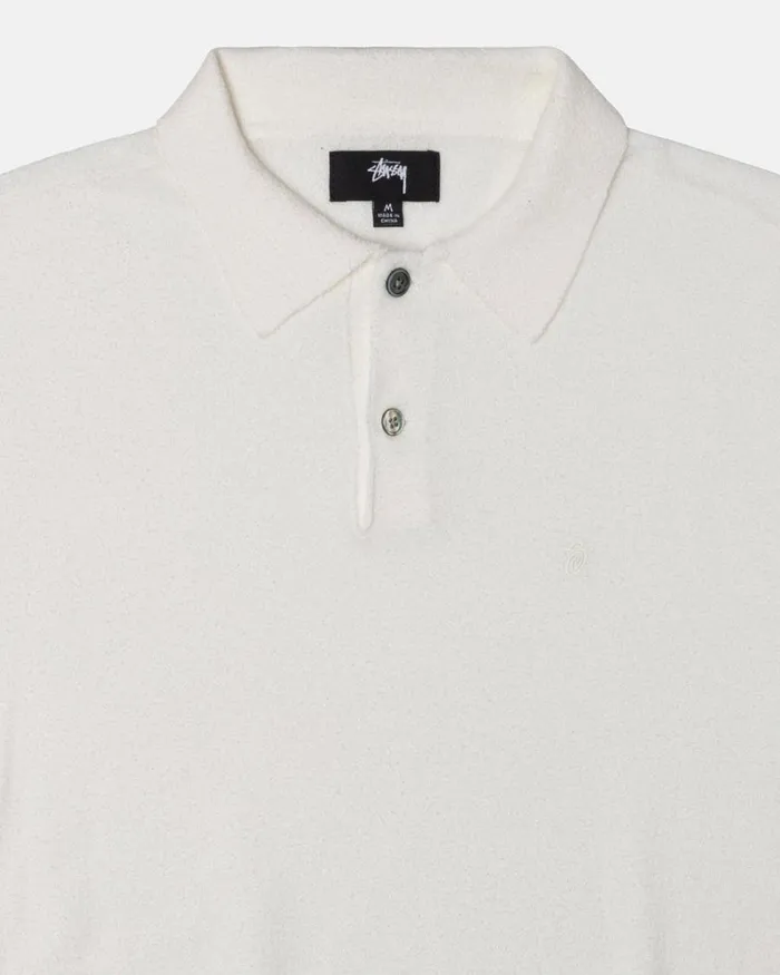 Tops and Shirts Men Stussy TEXTURED SS POLO SWEATER Bone Tops and Shirts Men Stussy TEXTURED SS POLO SWEATER Bone