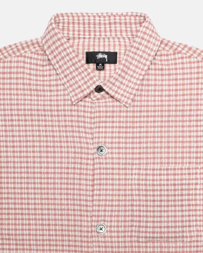 Tops and Shirts Men Stussy WRINKLY GINGHAM SS SHIRT Dusty Rose Tops and Shirts Men Stussy WRINKLY GINGHAM SS SHIRT Dusty Rose