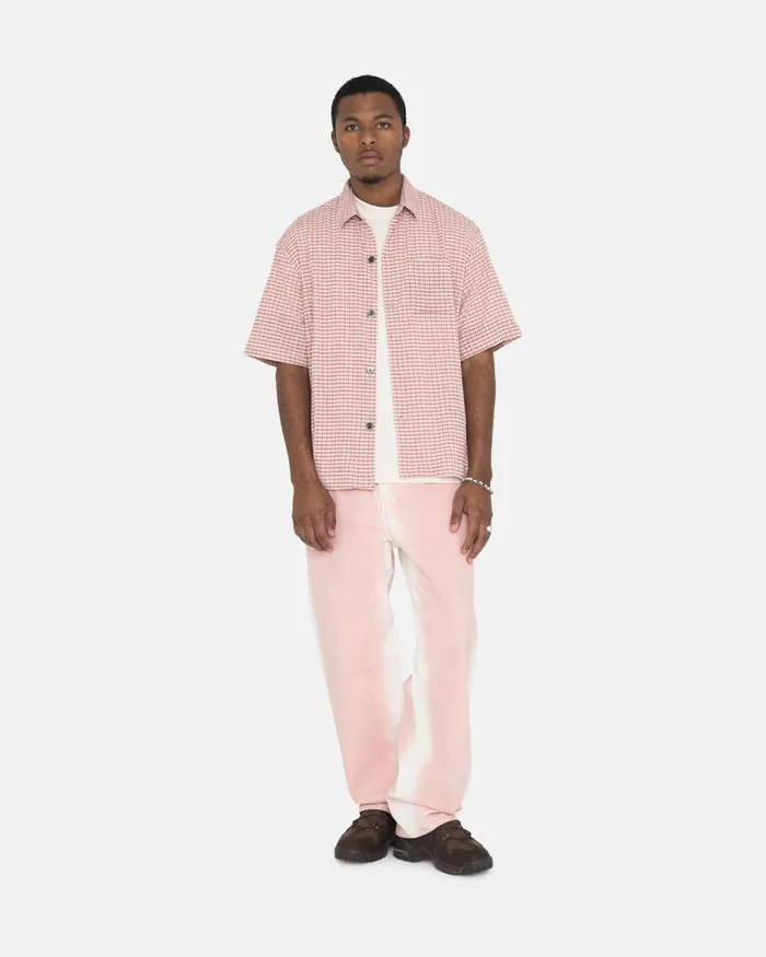 Tops and Shirts Men Stussy WRINKLY GINGHAM SS SHIRT Dusty Rose Tops and Shirts Men Stussy WRINKLY GINGHAM SS SHIRT Dusty Rose