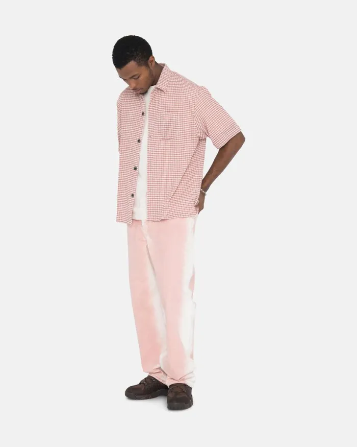Tops and Shirts Men Stussy WRINKLY GINGHAM SS SHIRT Dusty Rose Tops and Shirts Men Stussy WRINKLY GINGHAM SS SHIRT Dusty Rose