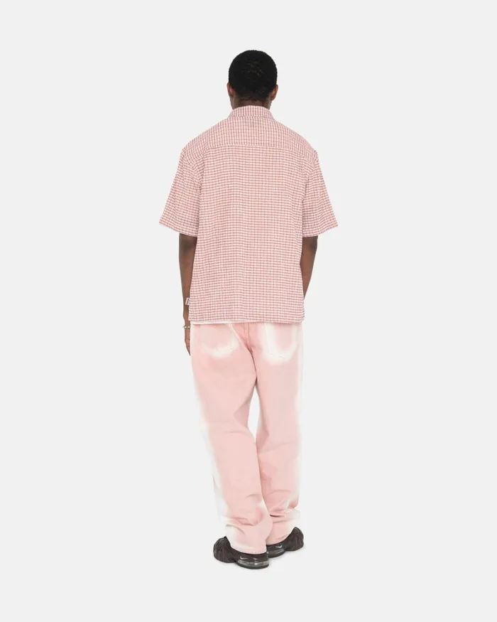 Tops and Shirts Men Stussy WRINKLY GINGHAM SS SHIRT Dusty Rose Tops and Shirts Men Stussy WRINKLY GINGHAM SS SHIRT Dusty Rose