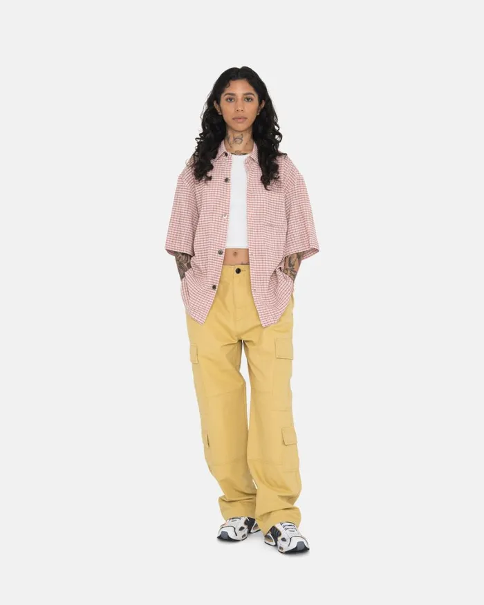 Tops and Shirts Men Stussy WRINKLY GINGHAM SS SHIRT Dusty Rose Tops and Shirts Men Stussy WRINKLY GINGHAM SS SHIRT Dusty Rose