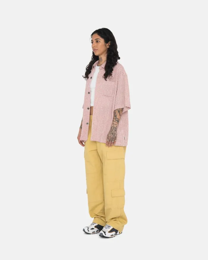Tops and Shirts Men Stussy WRINKLY GINGHAM SS SHIRT Dusty Rose Tops and Shirts Men Stussy WRINKLY GINGHAM SS SHIRT Dusty Rose