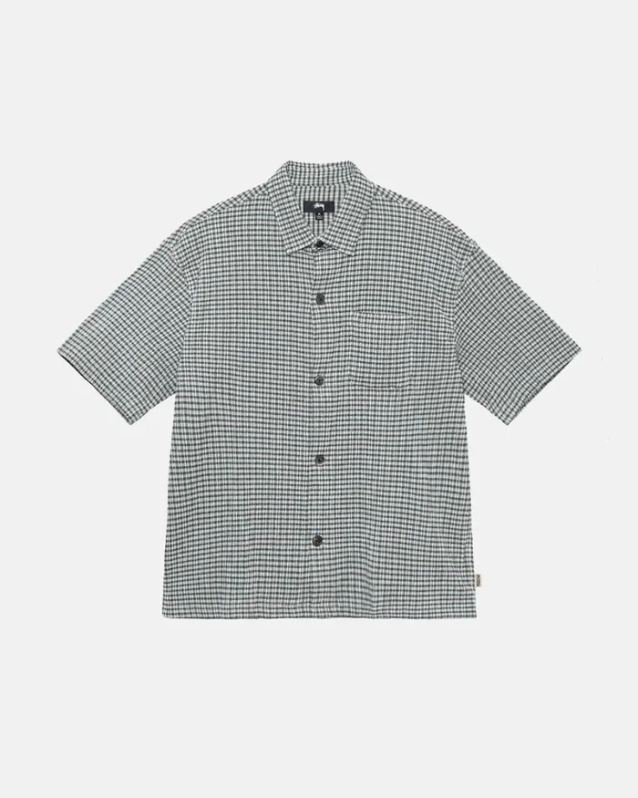 Tops and Shirts Men Stussy WRINKLY GINGHAM SS SHIRT Green