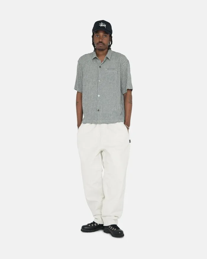 Tops and Shirts Men Stussy WRINKLY GINGHAM SS SHIRT Green Tops and Shirts Men Stussy WRINKLY GINGHAM SS SHIRT Green