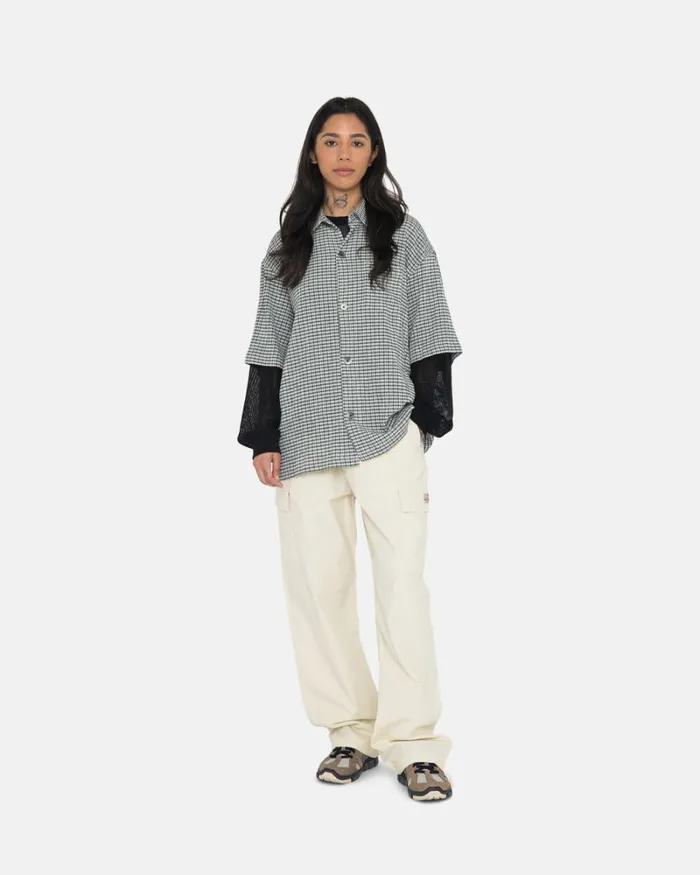 Tops and Shirts Men Stussy WRINKLY GINGHAM SS SHIRT Green Tops and Shirts Men Stussy WRINKLY GINGHAM SS SHIRT Green