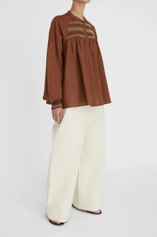Tops And Shirts Women Lee Mathews Celeste Smocked Blouse