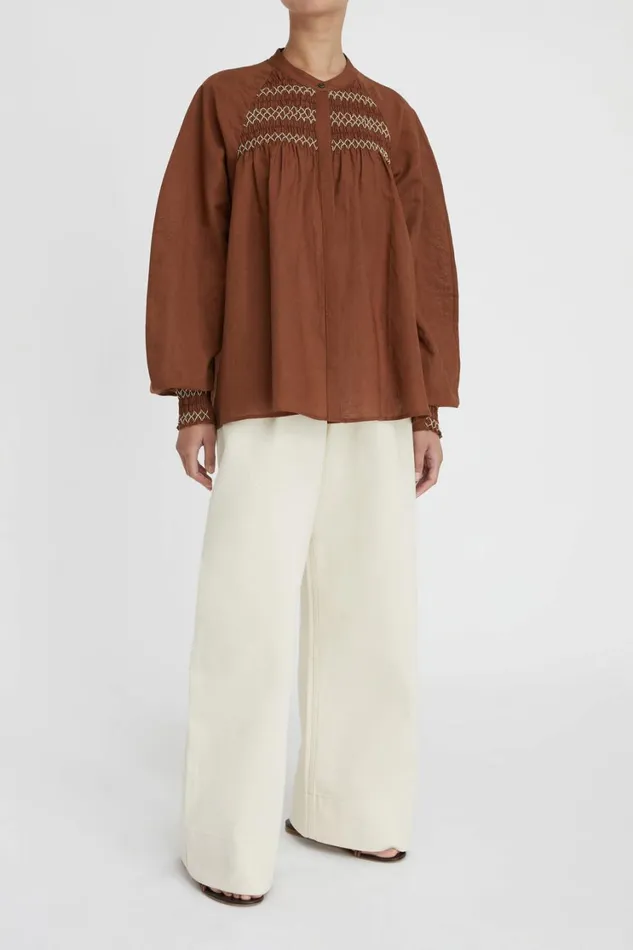 Tops And Shirts Women Lee Mathews Celeste Smocked Blouse Tops And Shirts Women Lee Mathews Celeste Smocked Blouse
