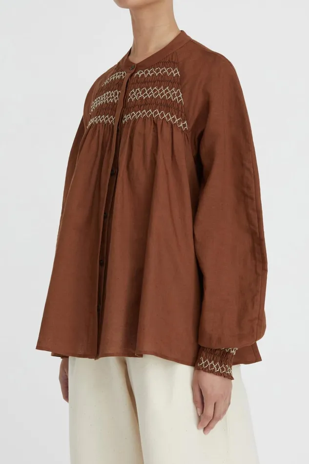 Tops And Shirts Women Lee Mathews Celeste Smocked Blouse Tops And Shirts Women Lee Mathews Celeste Smocked Blouse