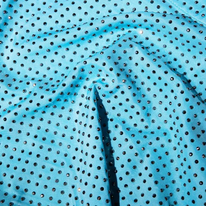 Tops Woman SelfPortrait Blue Rhinestone Taffeta Oversized Shirt Tops Woman SelfPortrait Blue Rhinestone Taffeta Oversized Shirt