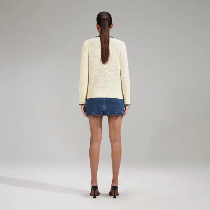 Tops Woman SelfPortrait Cream Sequin Knitted Crop Cardigan Tops Woman SelfPortrait Cream Sequin Knitted Crop Cardigan