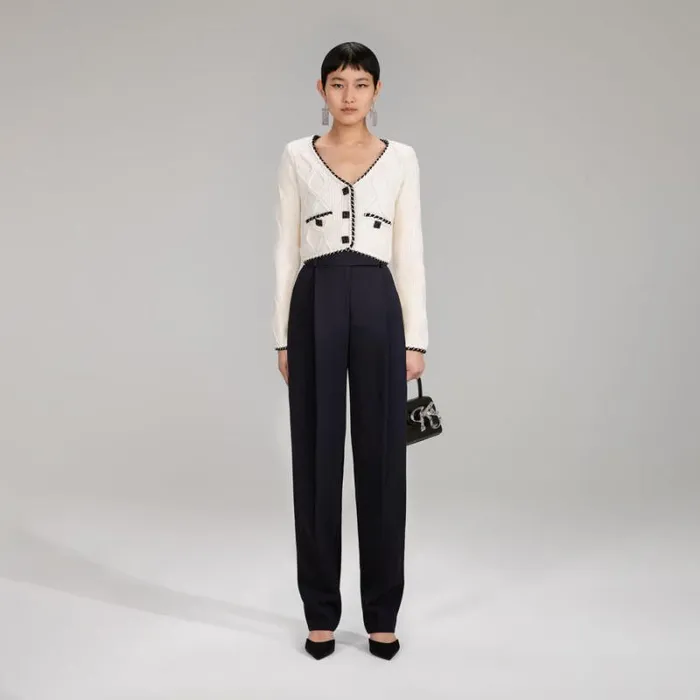 Tops Woman SelfPortrait Cream Sequin Knitted Crop Cardigan Tops Woman SelfPortrait Cream Sequin Knitted Crop Cardigan