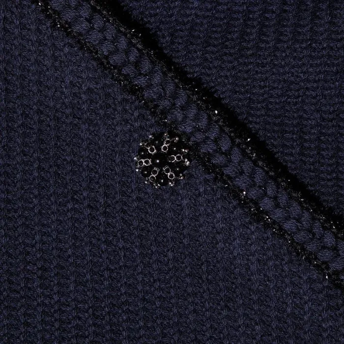 Tops Woman SelfPortrait Navy Knit Cardigan Tops Woman SelfPortrait Navy Knit Cardigan