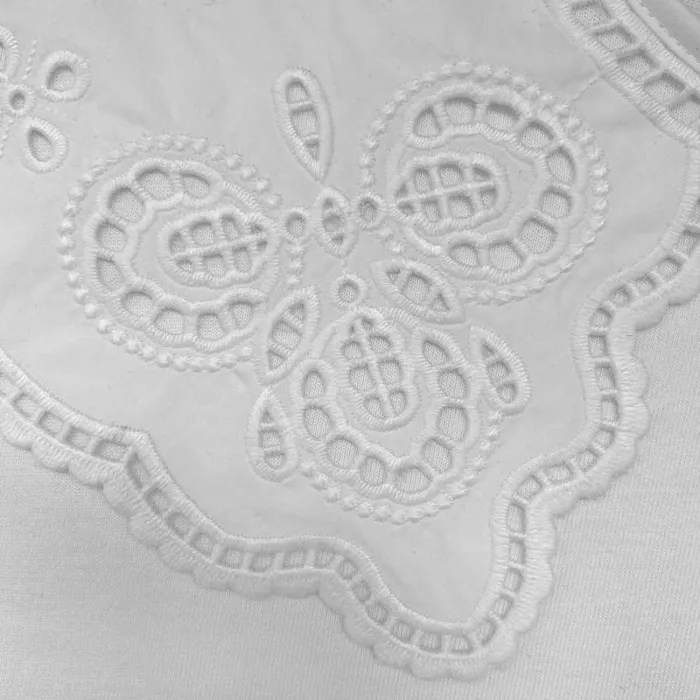 Tops Woman SelfPortrait White Broderie Collar Jersey T Shirt Tops Woman SelfPortrait White Broderie Collar Jersey T Shirt