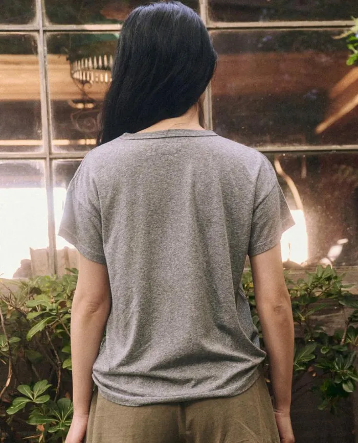 Tops Women039s The Great The Boxy Crew Heather Grey With Woodsy Trail Graphic