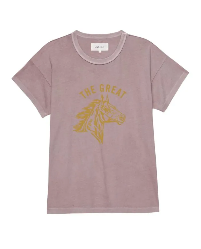 Tops Women039s The Great The Boxy Crew Soft Lilac With Spice Bronco Graphic