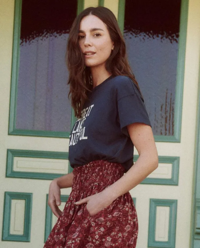 Tops Women039s The Great The Boxy Crew True Navy With The Great Lake Beautiful Graphic