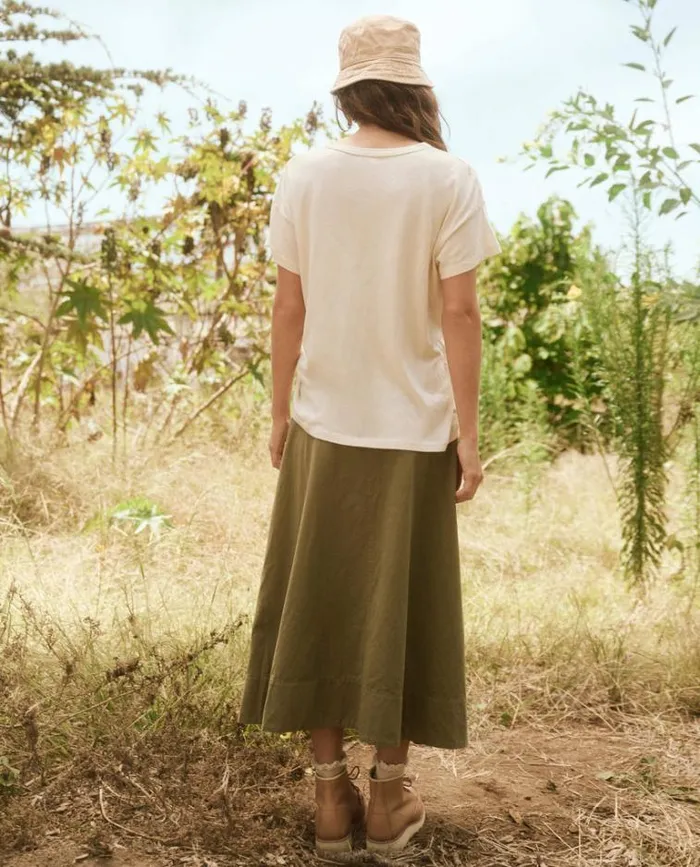 Tops Women039s The Great The Boxy Crew Washed White With Sunflower Embroidery