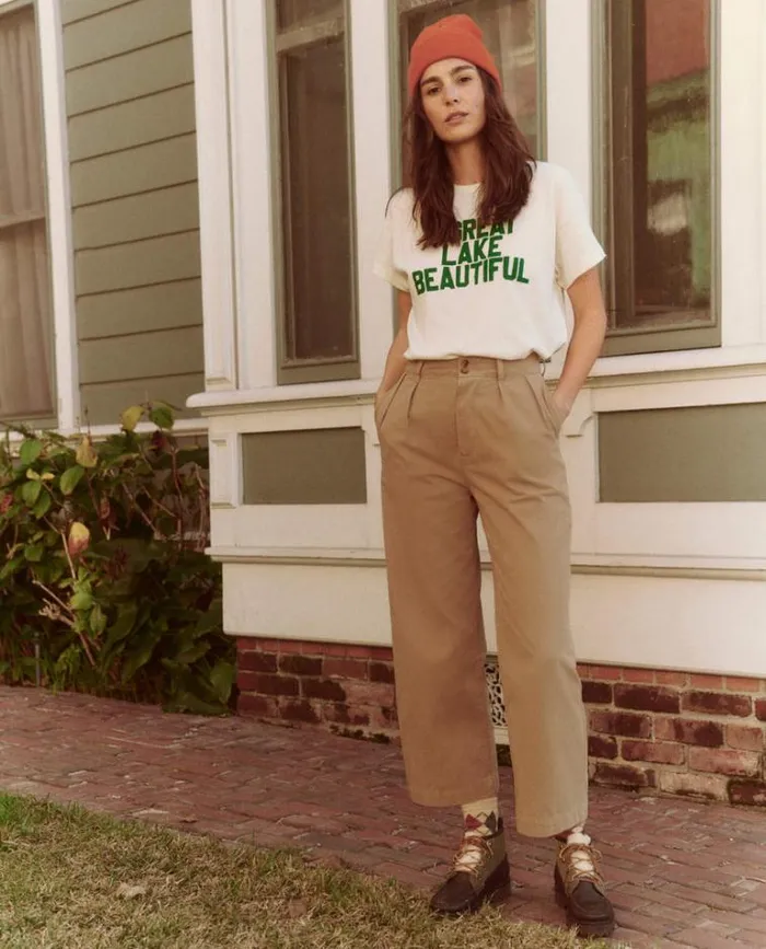 Tops Women039s The Great The Boxy Crew Washed White With The Great Lake Beautiful Graphic