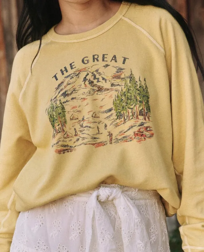 Tops Women039s The Great The College Sweatshirt Straw With Woodsy Trail Graphic