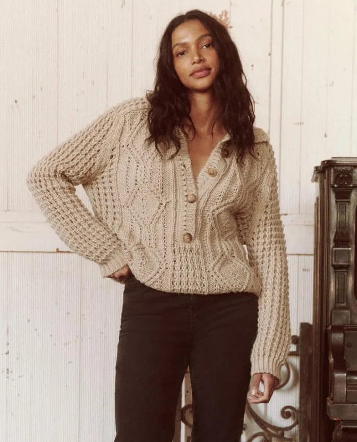 Tops Women039s The Great The Cozy Cable Pullover Oat