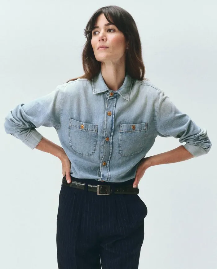 Tops Women039s The Great The Harbor Shirt Asphalt Wash