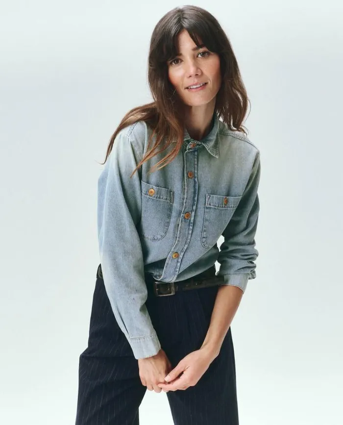 Tops Women039s The Great The Harbor Shirt Asphalt Wash