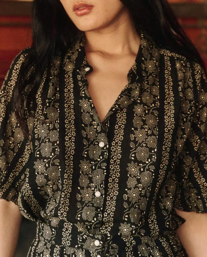 Tops Women039s The Great The Kerchief Top Black And Cream Token Floral