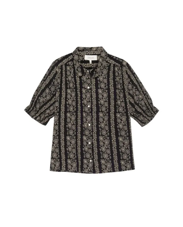 Tops Women039s The Great The Kerchief Top Black And Cream Token Floral