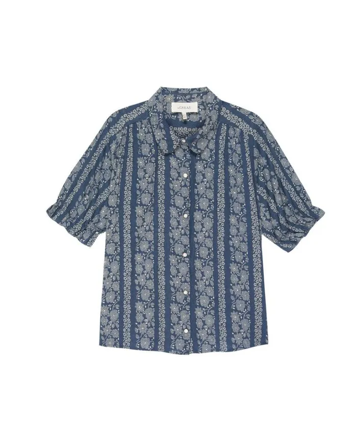 Tops Women039s The Great The Kerchief Top Blue And Cream Token Floral