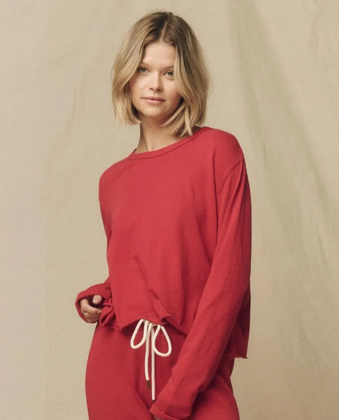 Tops Women039s The Great The Long Sleeve Crop Tee Gemstone