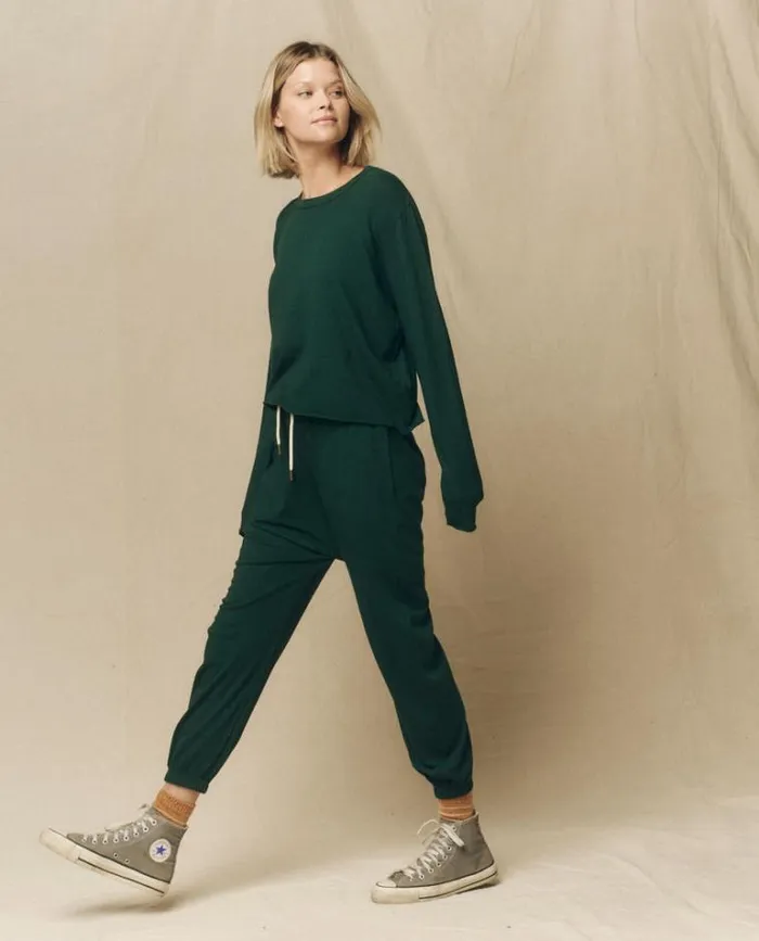Tops Women039s The Great The Long Sleeve Crop Tee Green Grove