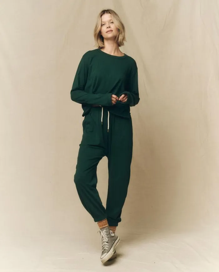 Tops Women039s The Great The Long Sleeve Crop Tee Green Grove