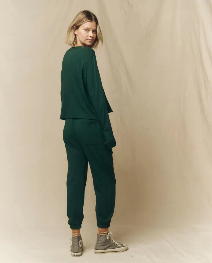 Tops Women039s The Great The Long Sleeve Crop Tee Green Grove